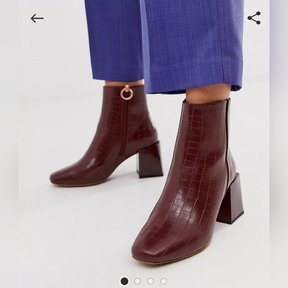 ASOS Burgundy Block heel Boots Wide